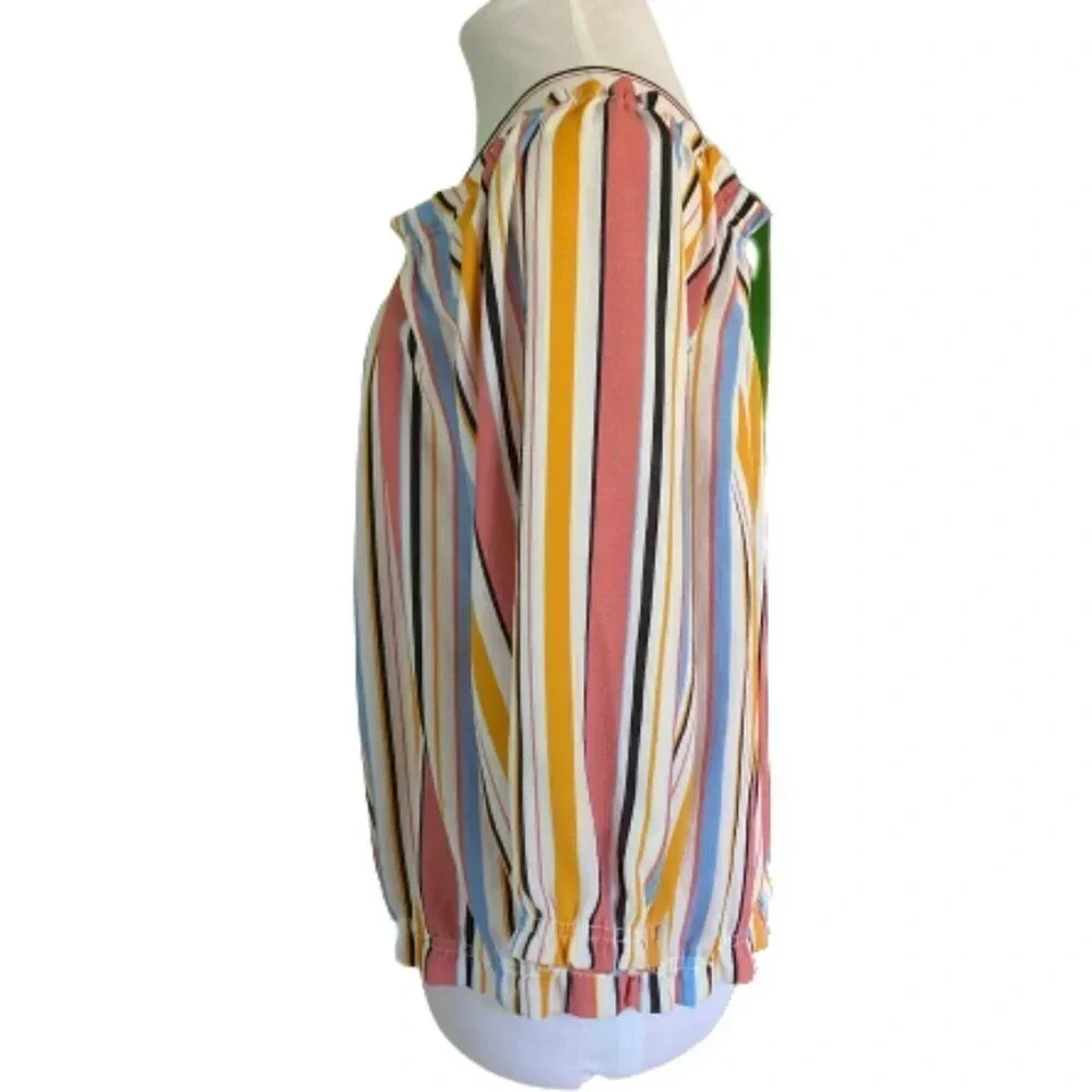 Riley & James Striped Off the Shoulder‎ Peasant Blouse, Size 2X - Picture 3 of 8